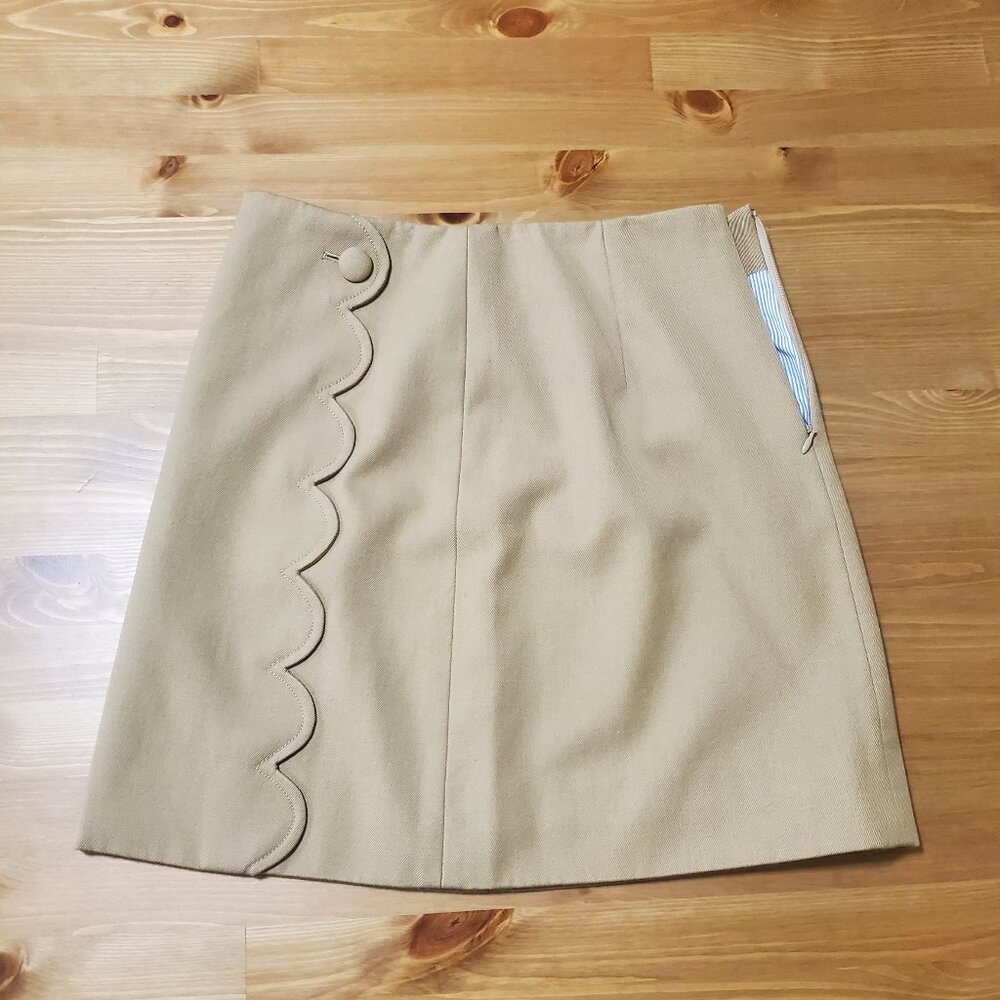 J. CREW Scalloped Khaki Skirt G0955 Small Size 2